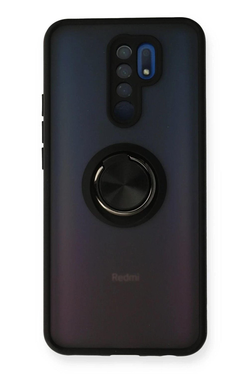 Mey İthalat®   Redmi 9 Kılıf Montreal Yüzüklü Silikon Kapak - Siyah