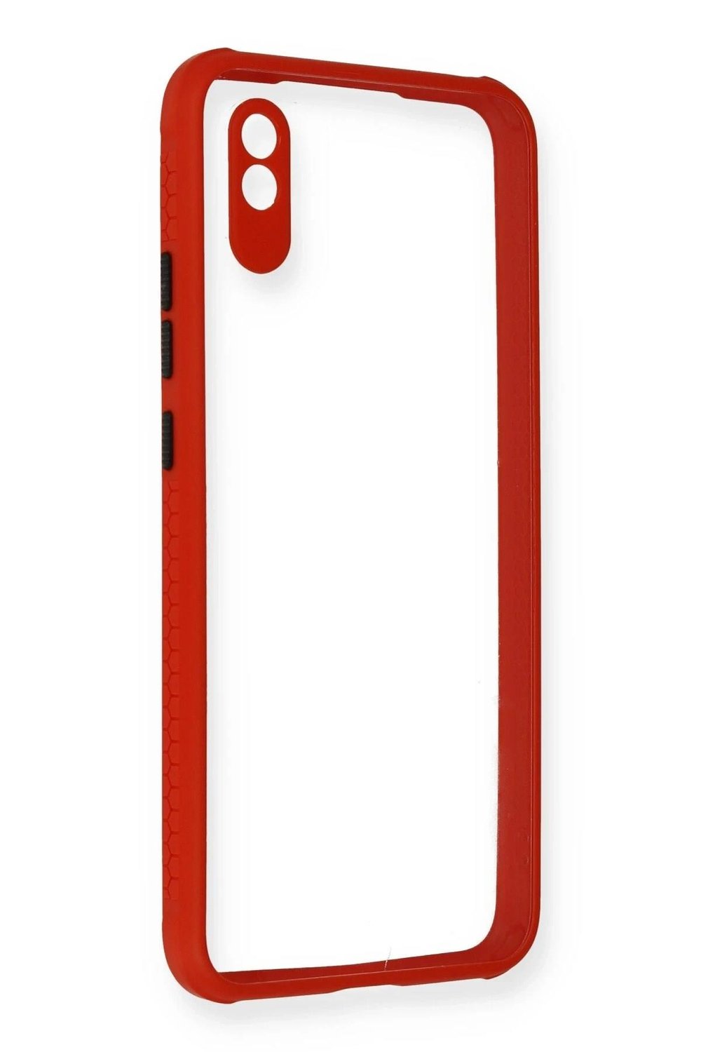 Mey İthalat®   Redmi 9A Kılıf Miami Şeffaf Silikon - Kırmızı