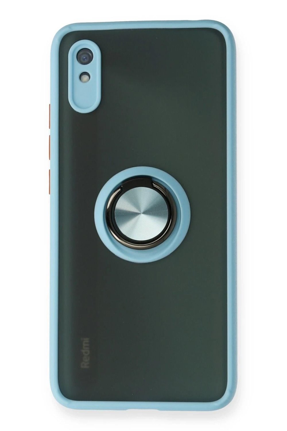 Mey İthalat®   Redmi 9A Kılıf Montreal Yüzüklü Silikon Kapak - Buz Mavi