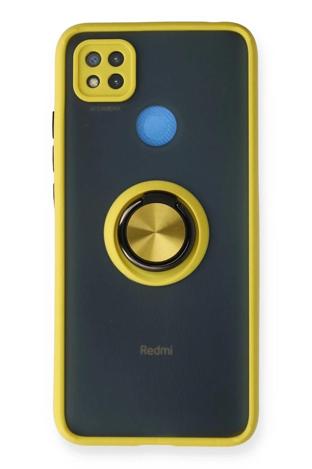 Mey İthalat®   Redmi 9C Kılıf Montreal Yüzüklü Silikon Kapak - Sarı