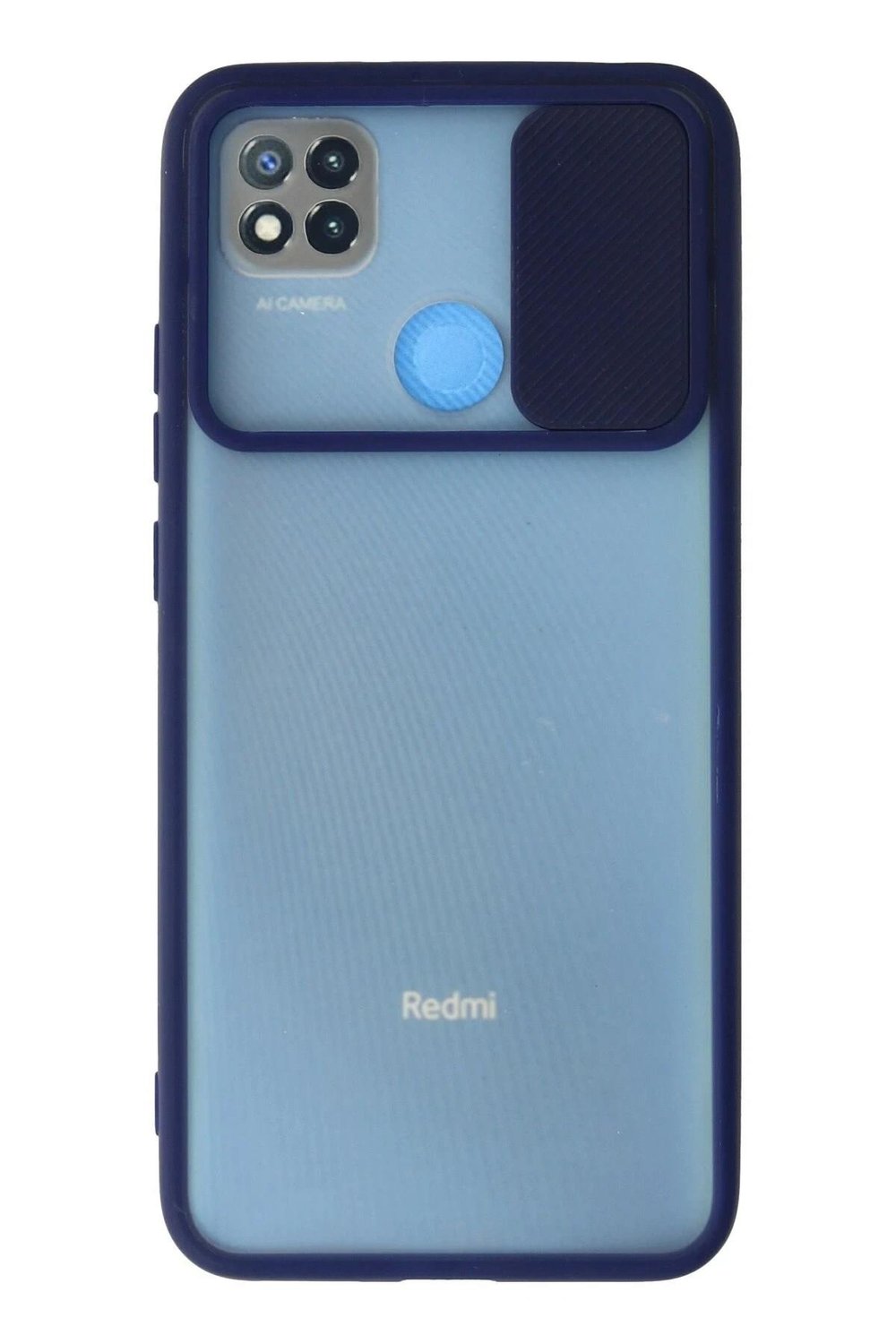 Mey İthalat®   Redmi 9C Kılıf Palm Buzlu Kamera Sürgülü Silikon - Lacivert
