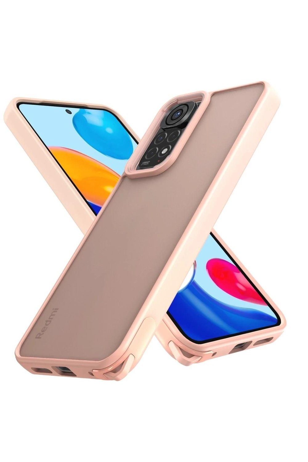 Mey İthalat®   Redmi Note 11 Kılıf Elegant Kapak - Pudra
