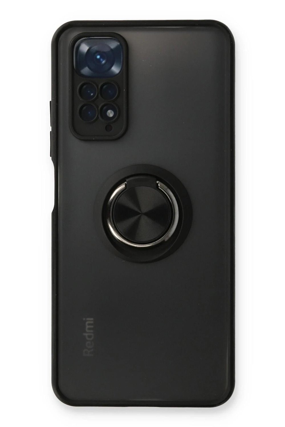 Mey İthalat®   Redmi Note 11 Kılıf Montreal Yüzüklü Silikon Kapak - Siyah