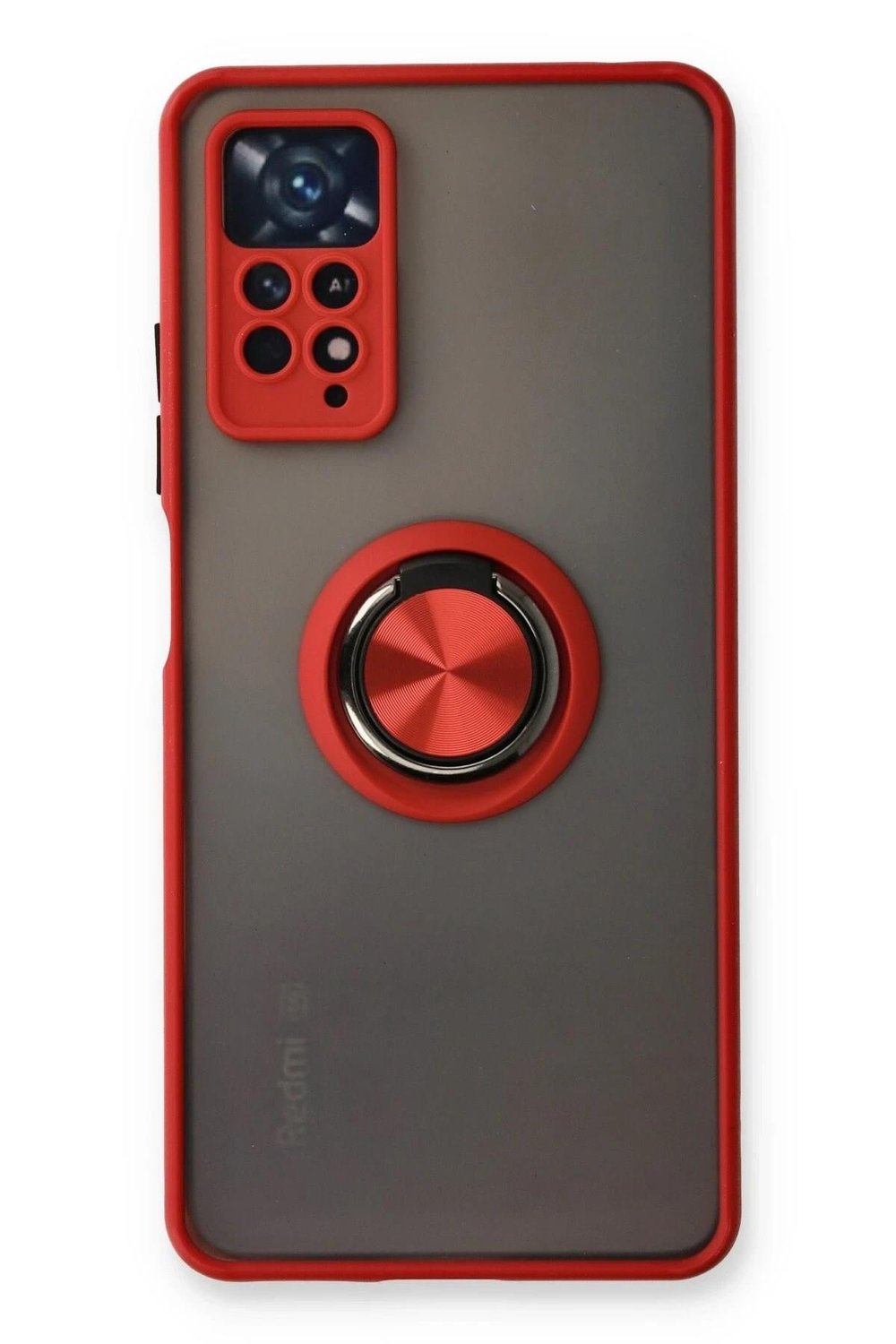 Mey İthalat®   Redmi Note 11 Pro Kılıf Montreal Yüzüklü Silikon Kapak - Kırmızı
