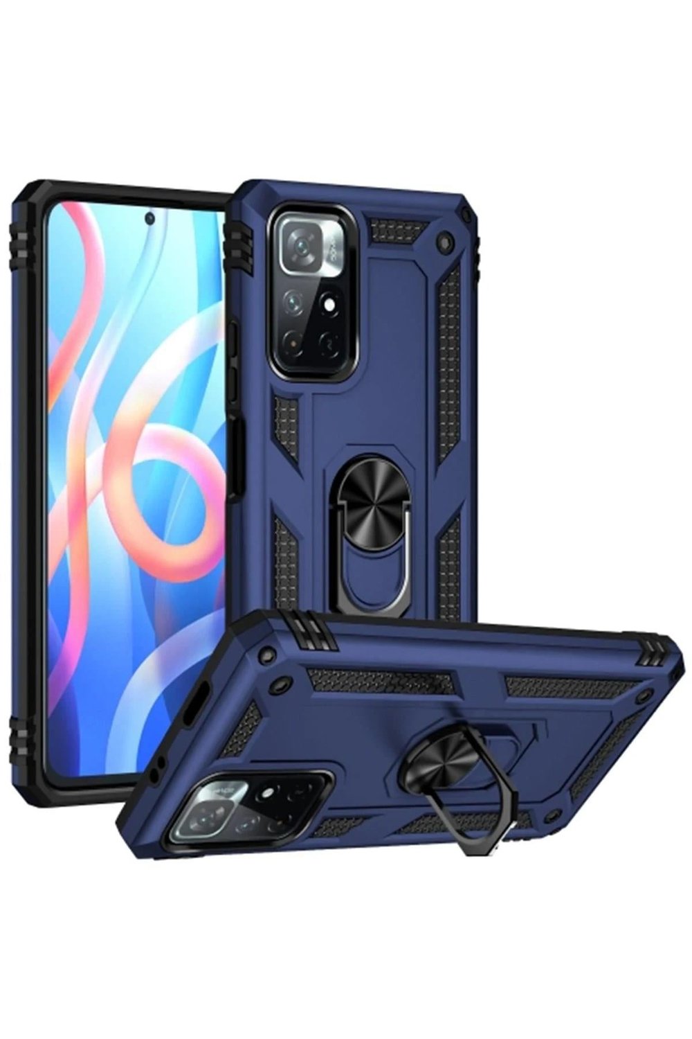 Mey İthalat®   Redmi Note 11T Kılıf Sofya Yüzüklü Silikon Kapak - Lacivert