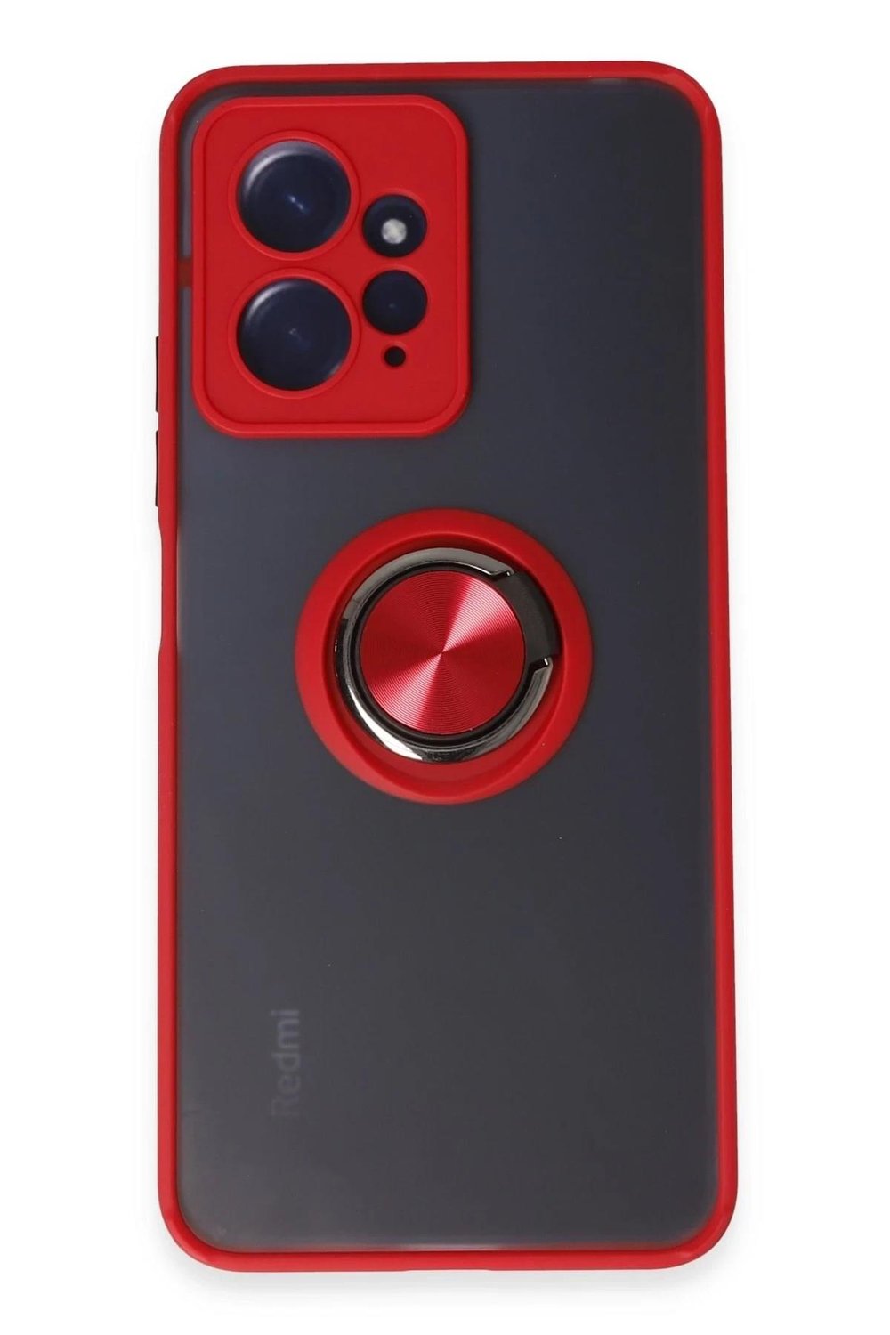 Mey İthalat®   Redmi Note 12 4G Kılıf Montreal Yüzüklü Silikon Kapak - Kırmızı