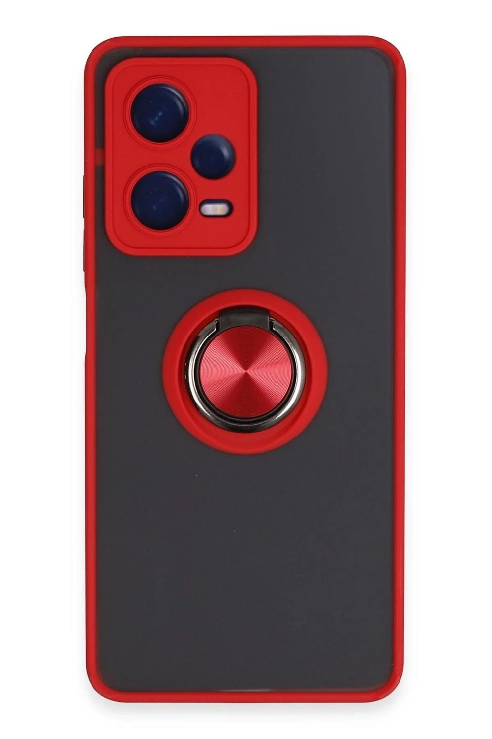 Mey İthalat®   Redmi Note 12 5G Kılıf Montreal Yüzüklü Silikon Kapak - Kırmızı