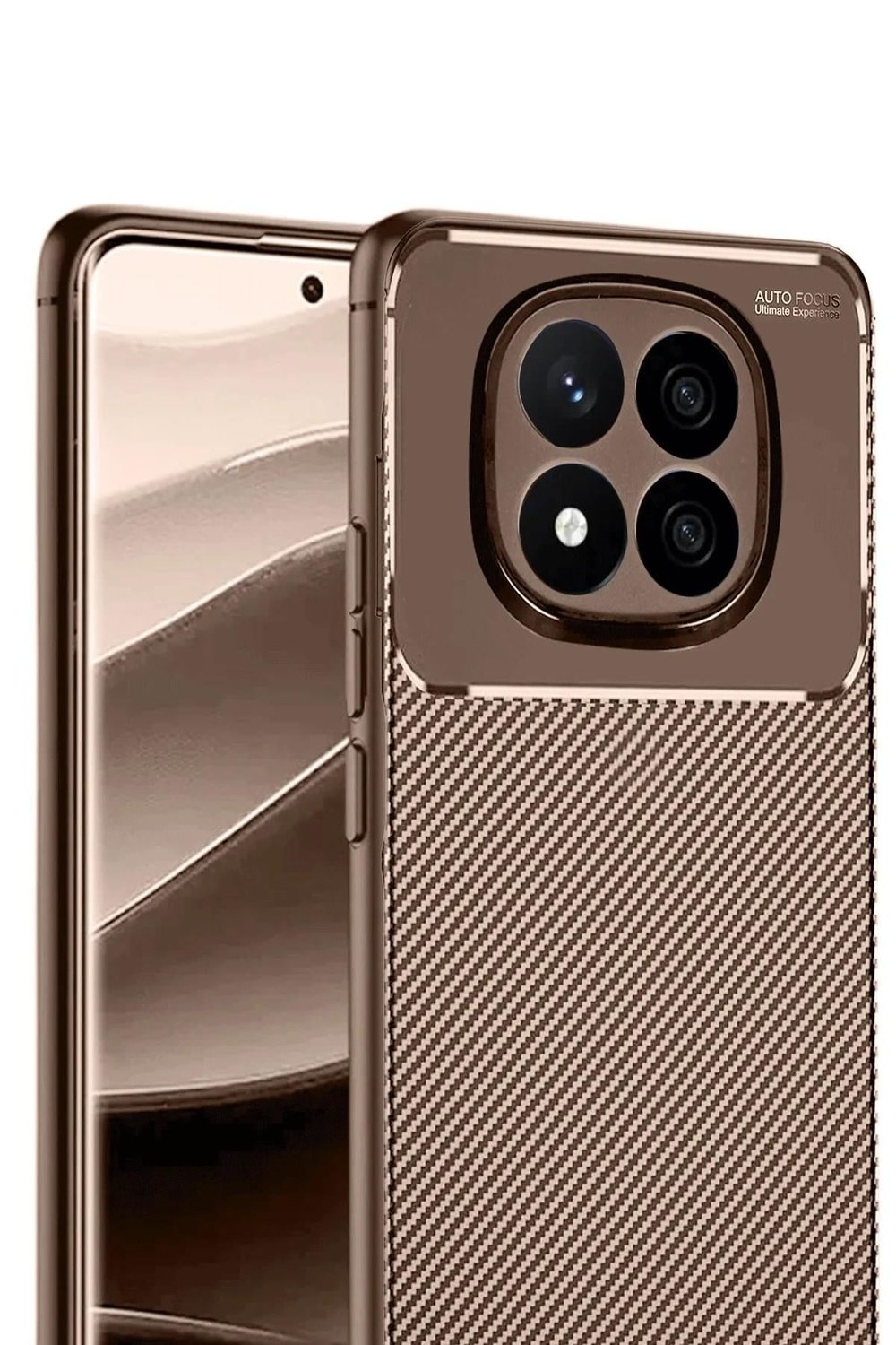 Mey İthalat®   Redmi Note 14 Pro 5G Kılıf Auto Focus Karbon Kapak - Kahverengi