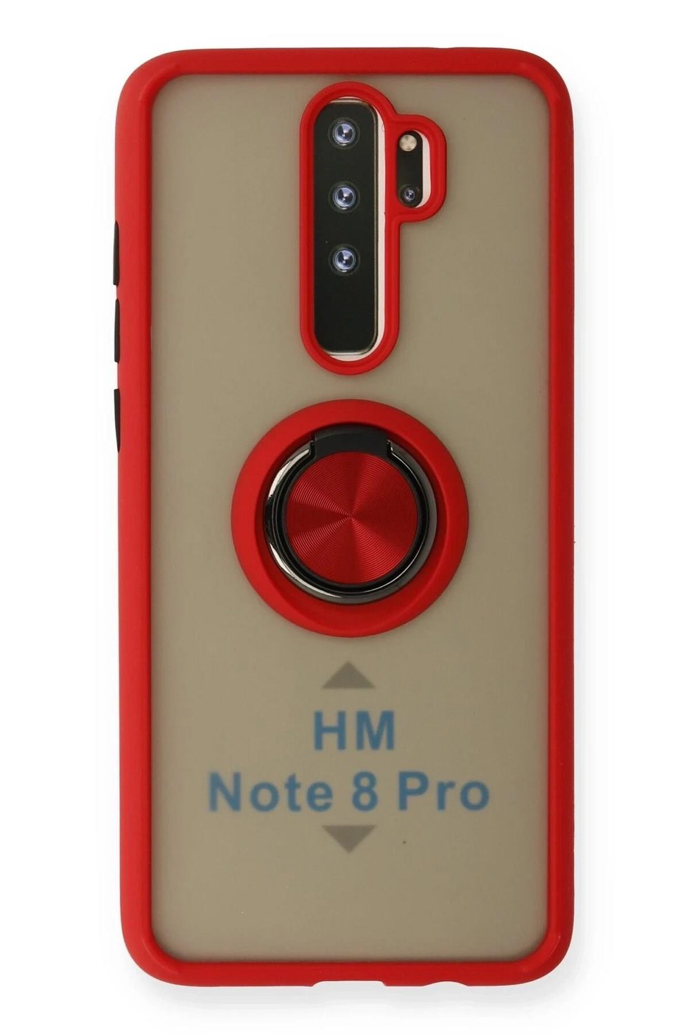 Mey İthalat®   Redmi Note 8 Pro Kılıf Montreal Yüzüklü Silikon Kapak - Kırmızı
