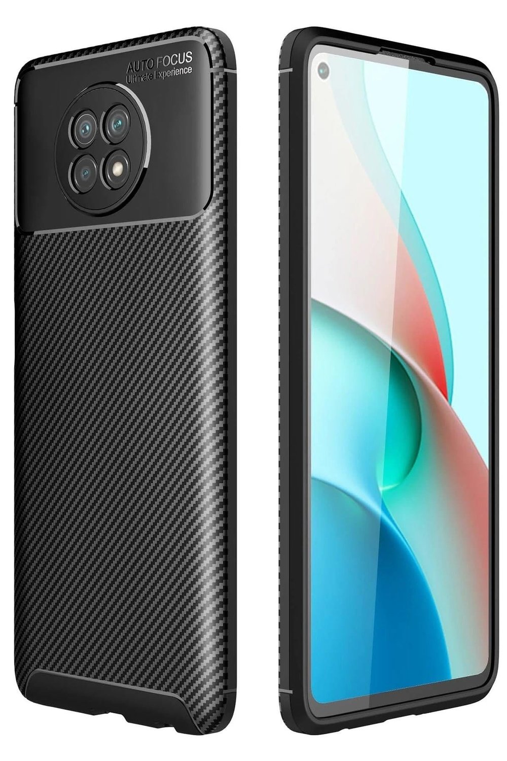 Mey İthalat®   Redmi Note 9 5G Kılıf Auto Focus Karbon Kapak - Siyah