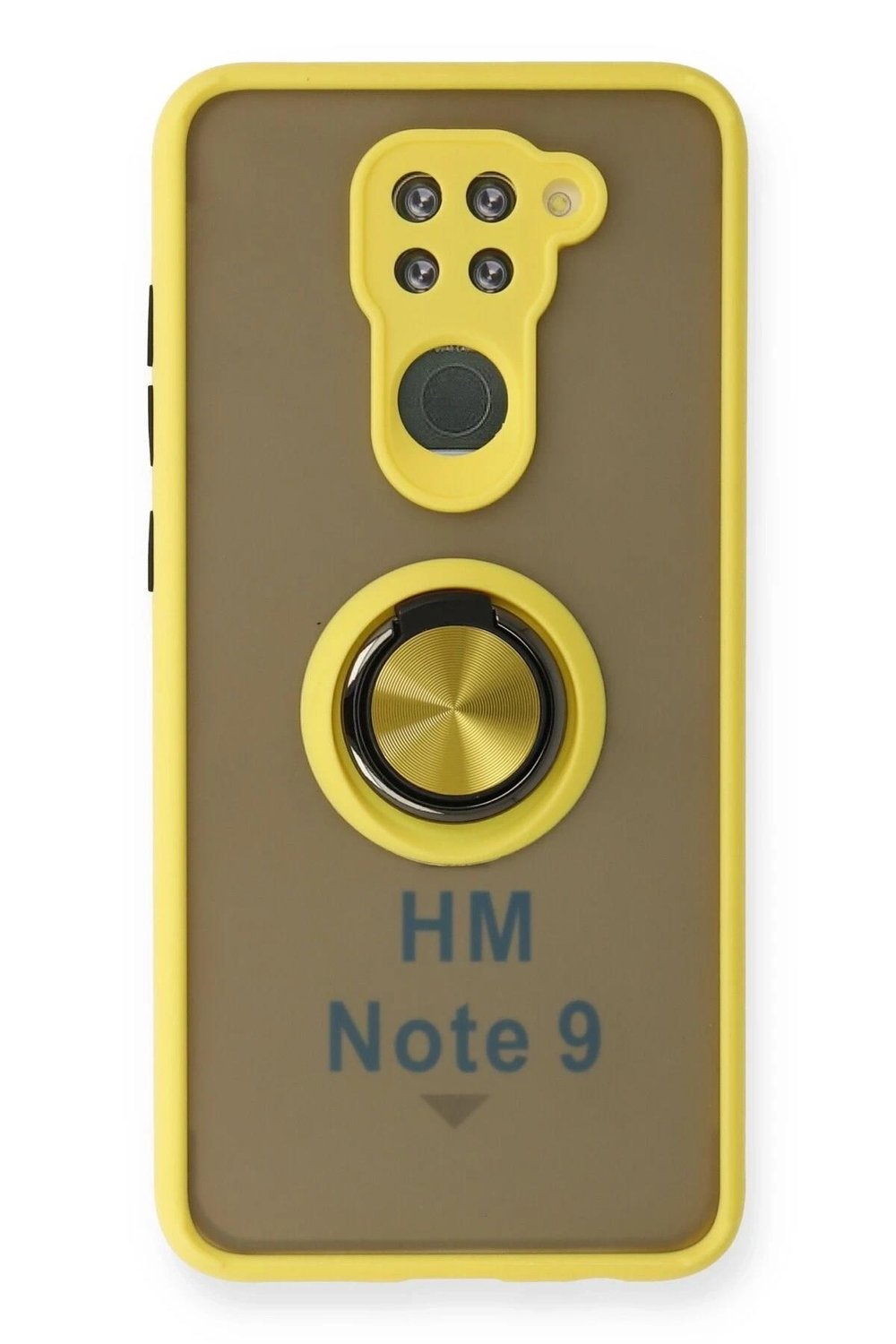 Mey İthalat®   Redmi Note 9 Kılıf Montreal Yüzüklü Silikon Kapak - Sarı