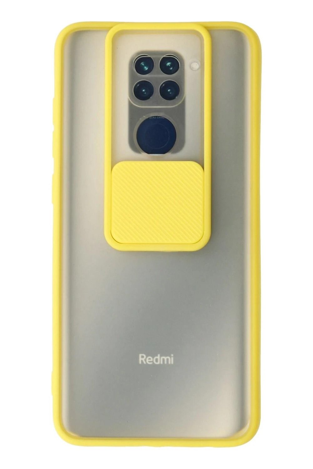Mey İthalat®   Redmi Note 9 Kılıf Palm Buzlu Kamera Sürgülü Silikon - Sarı