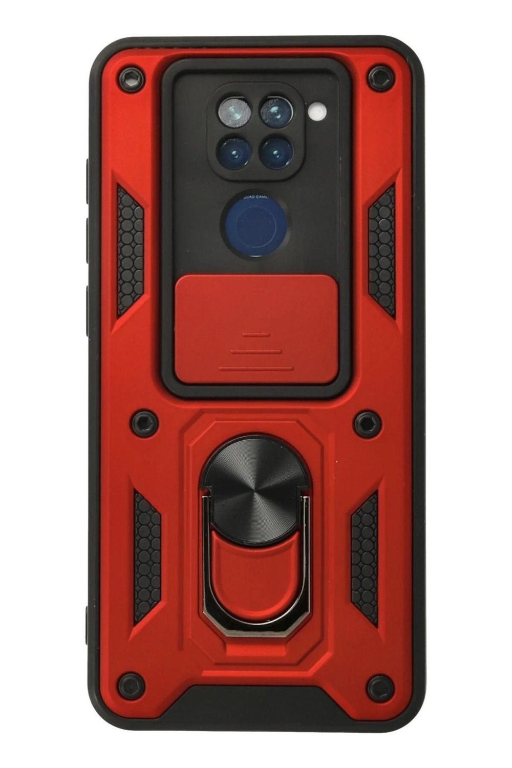 Mey İthalat®   Redmi Note 9 Kılıf Pars Lens Yüzüklü Silikon - Kırmızı