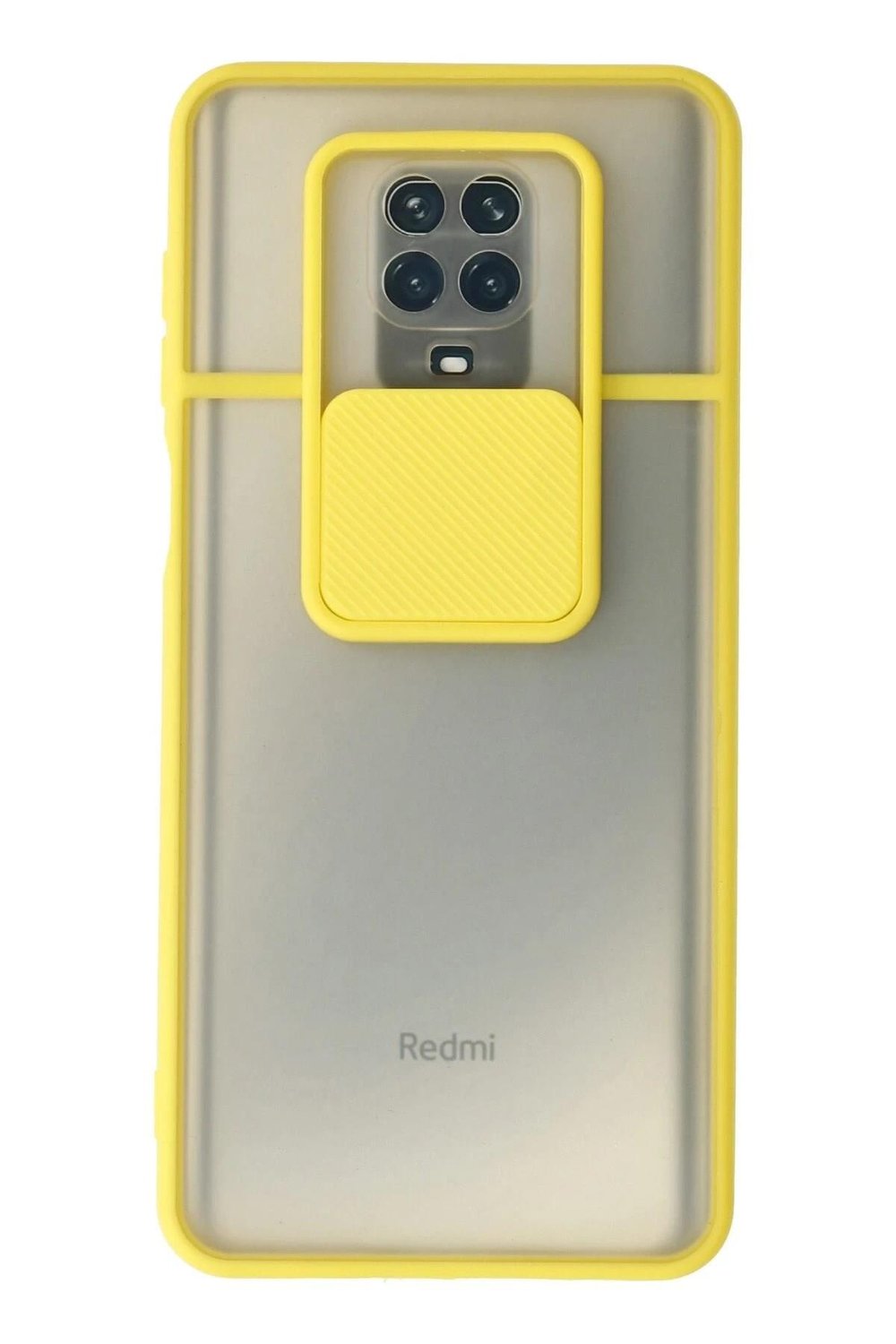 Mey İthalat®   Redmi Note 9 Pro Kılıf Palm Buzlu Kamera Sürgülü Silikon - Sarı