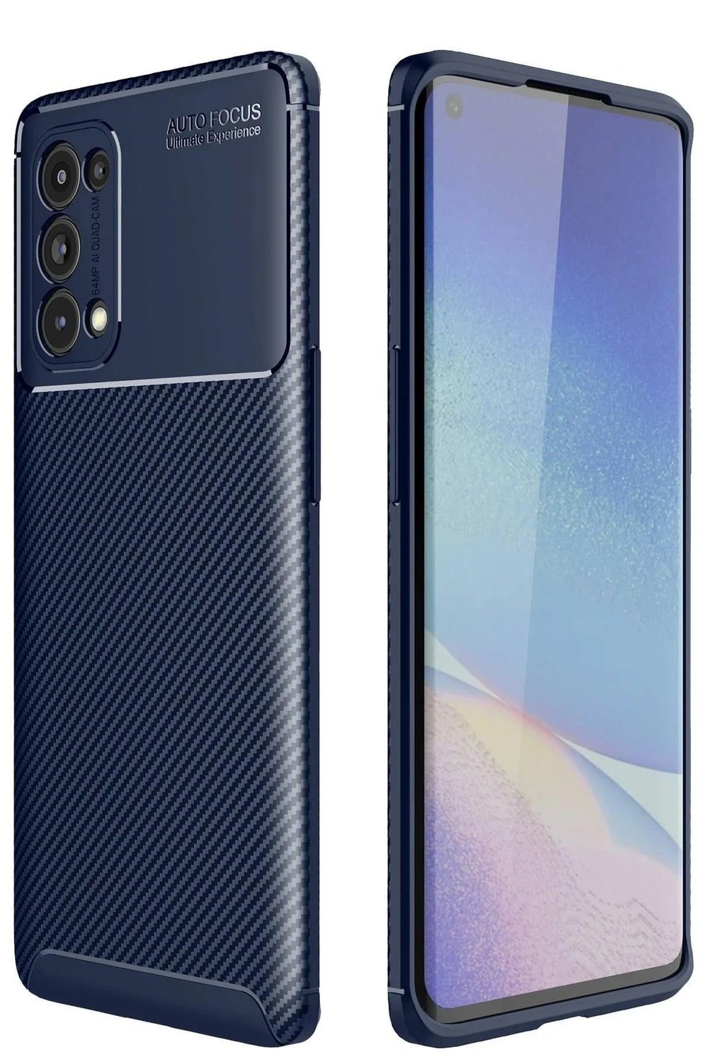 Mey İthalat®   Reno 5 Pro Kılıf Auto Focus Karbon Kapak - Lacivert