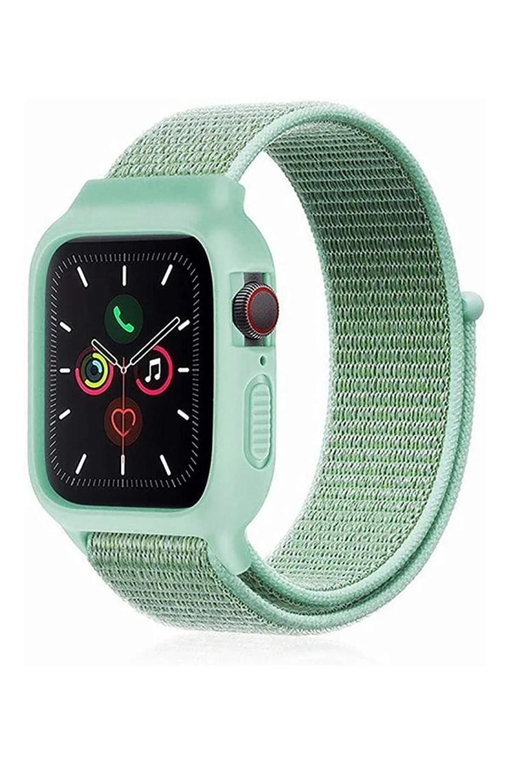 Mey İthalat®   Watch 38mm Hasırlı Cırtcırtlı Kasalı Kordon - Turkuaz