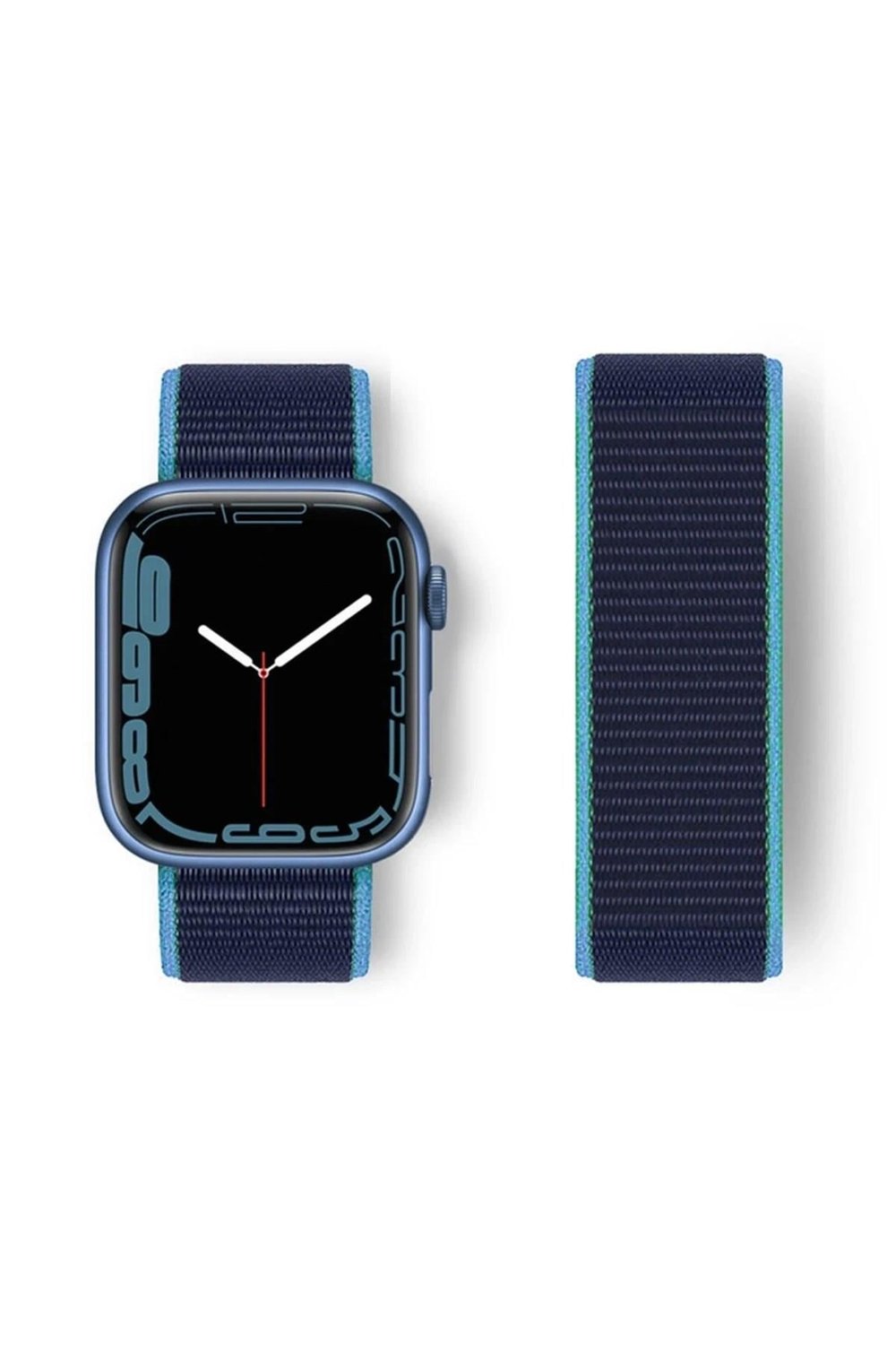 Mey İthalat®   Watch 38mm Hasırlı Cırtcırtlı Kordon - Mavi-Lacivert