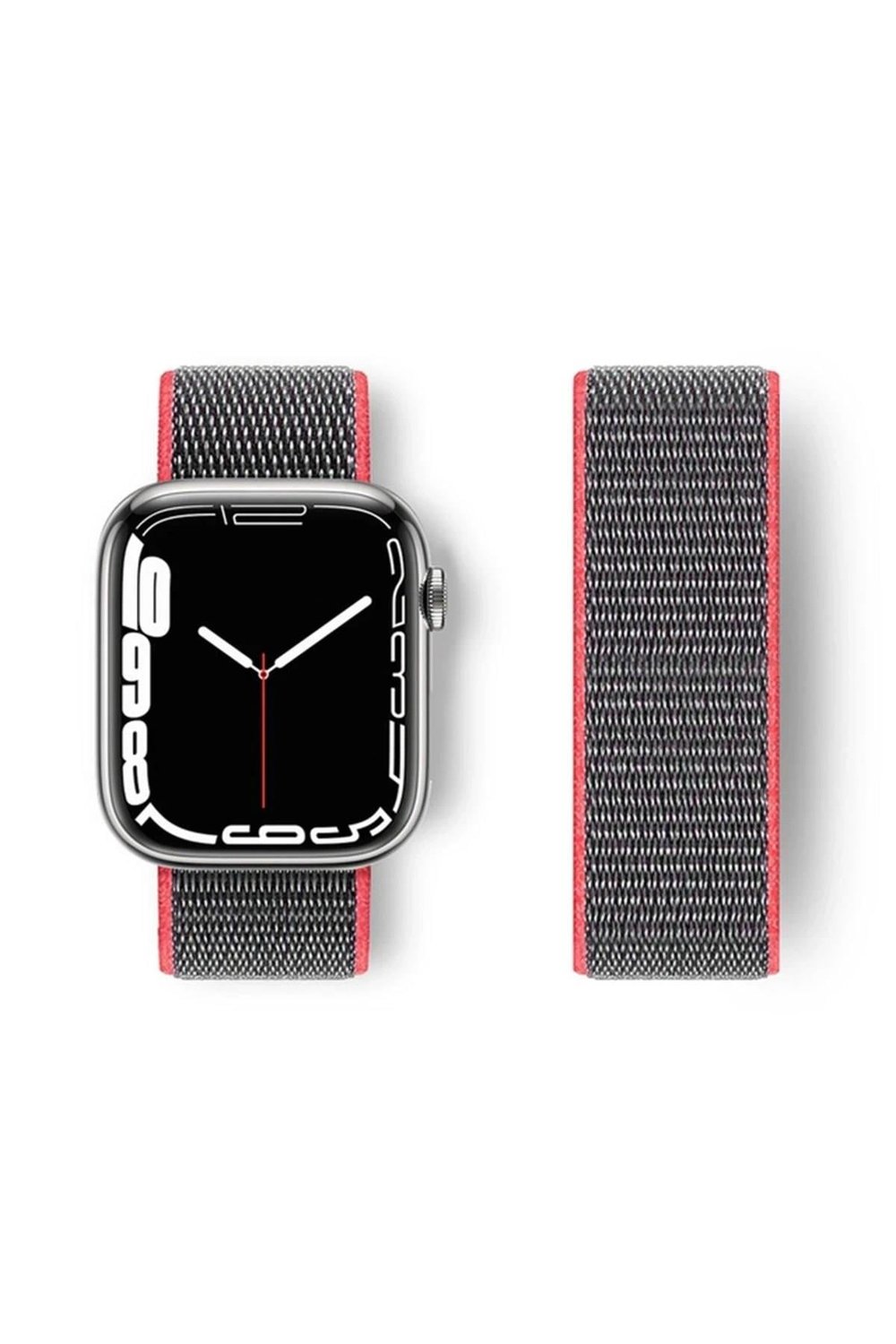 Mey İthalat®   Watch 38mm Hasırlı Cırtcırtlı Kordon - Pembe