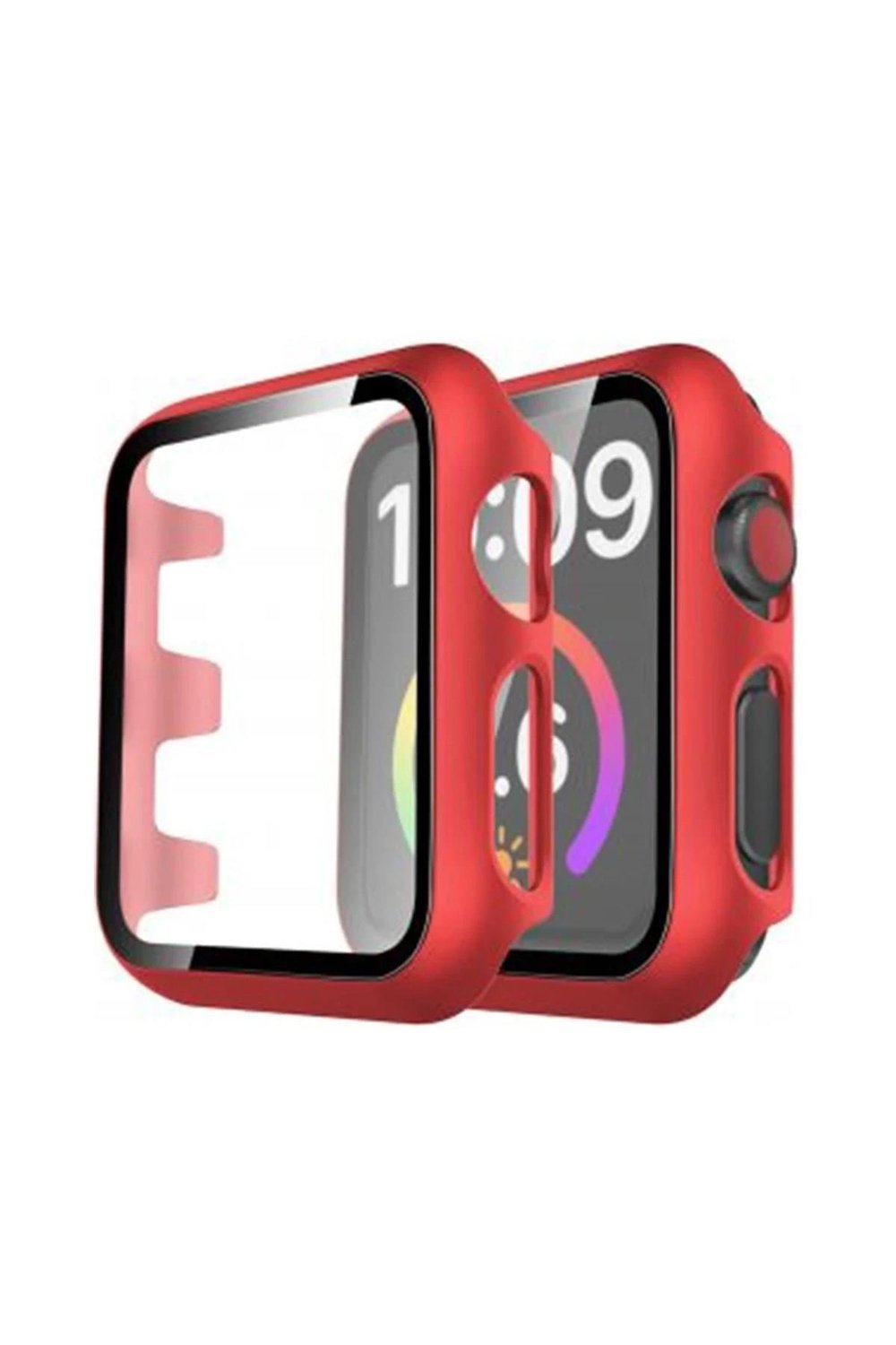 Mey İthalat®   Watch 42mm Camlı Kasa Ekran Koruyucu - Kırmızı