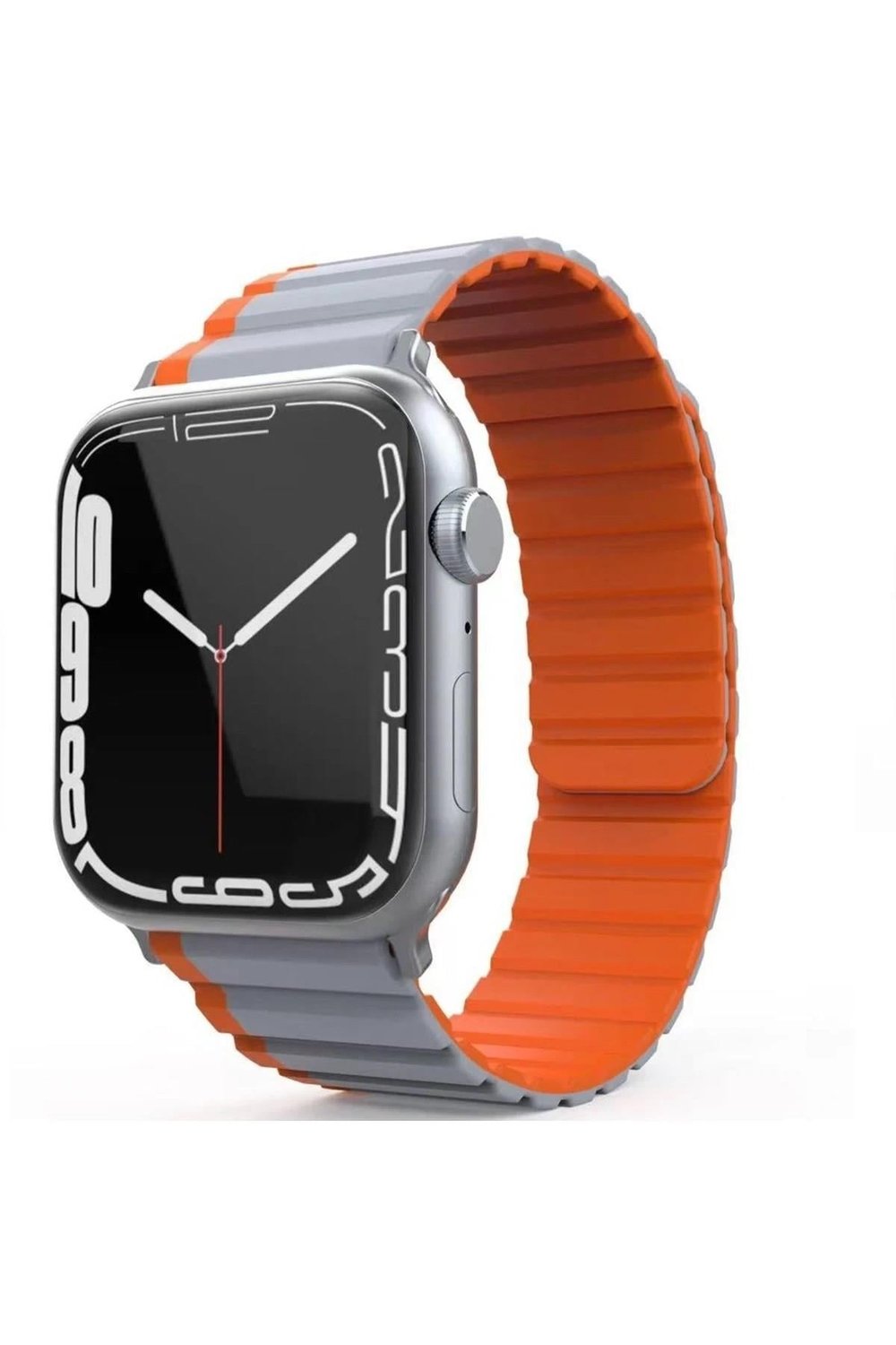 Mey İthalat®   Watch 42mm MO-WB1 Çift Renk Mıknatıslı Silikon Kordon - Gri-Turuncu