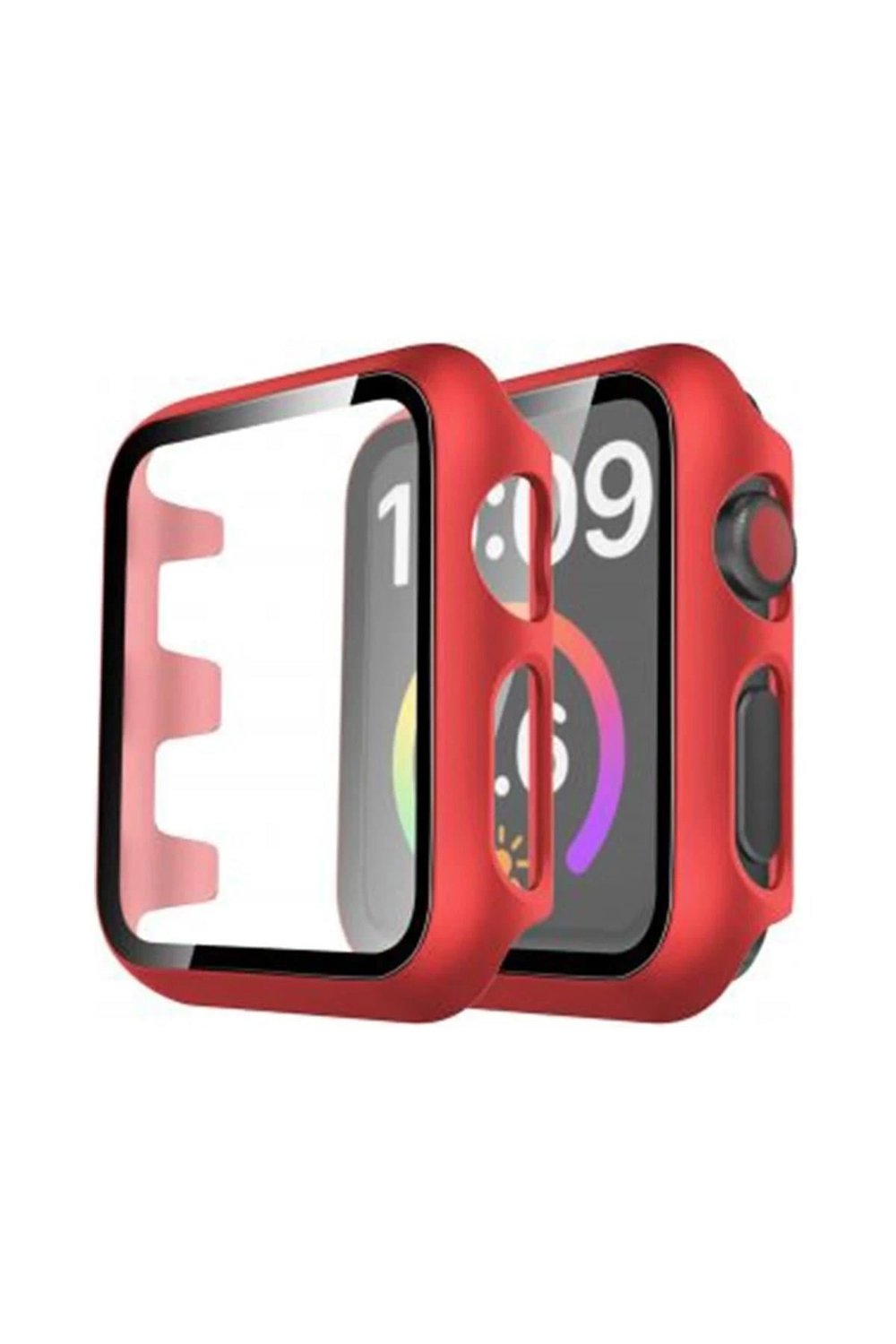 Mey İthalat®   Watch 44mm Camlı Kasa Ekran Koruyucu - Kırmızı