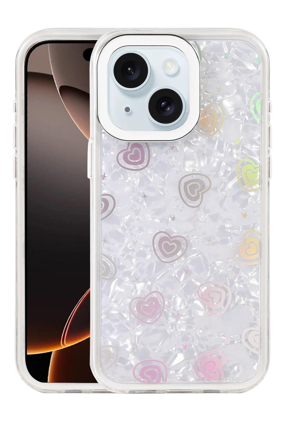 Mey İthalat®   iPhone 14 Lumi Desenli Kapak - Beyaz