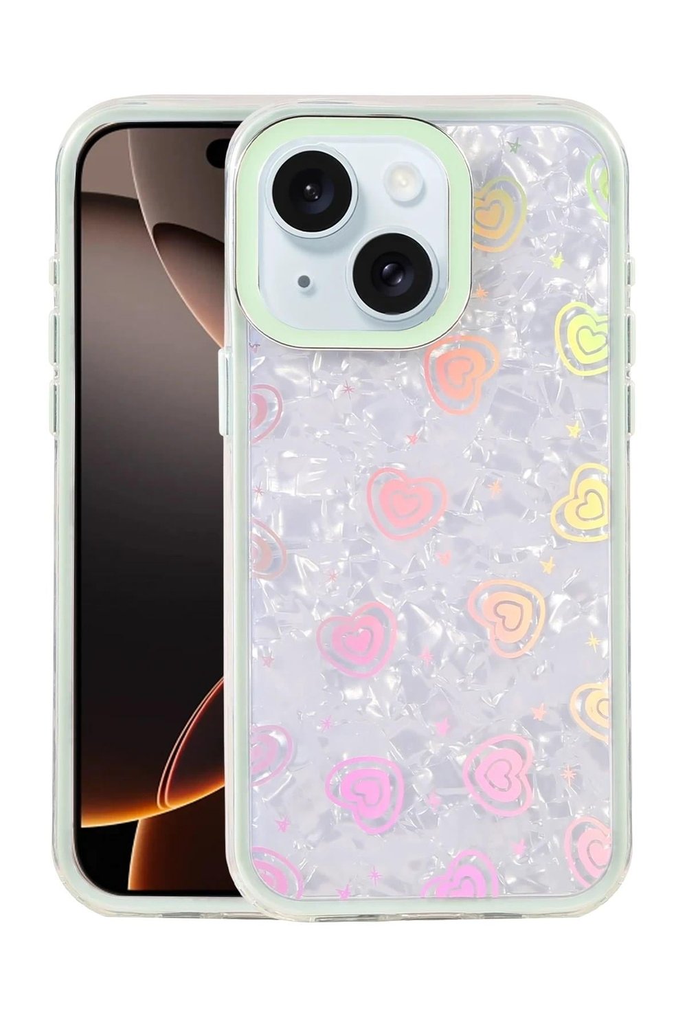 Mey İthalat®   iPhone 14 Lumi Desenli Kapak - Yeşil