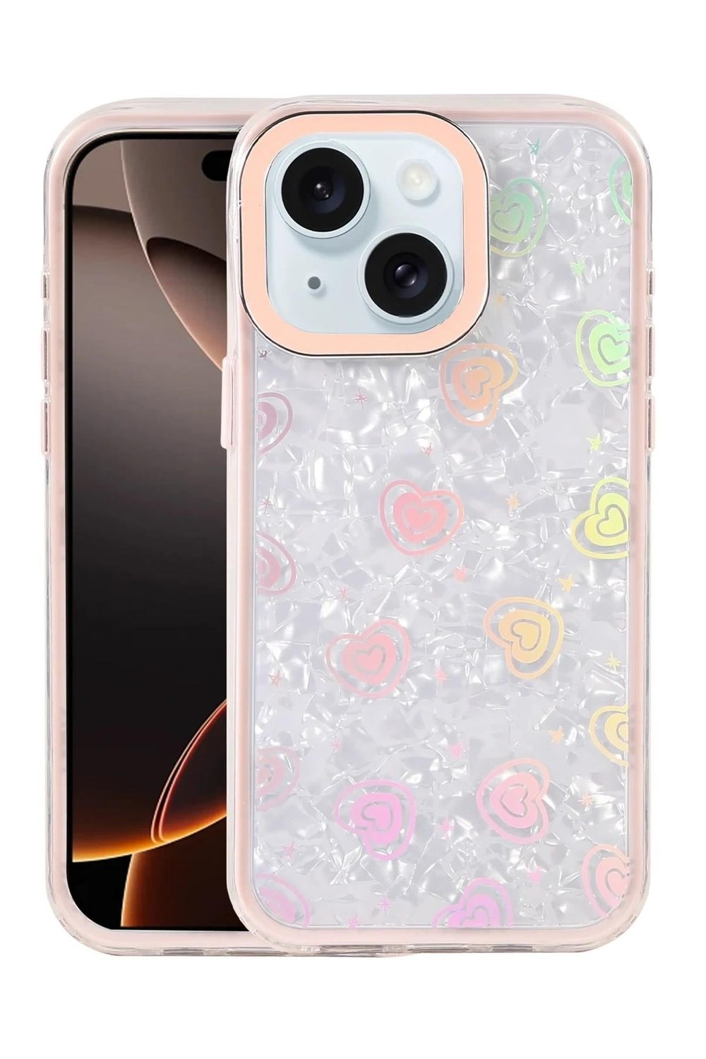 Mey İthalat®   iPhone 14 Lumi Desenli Kapak - Pembe