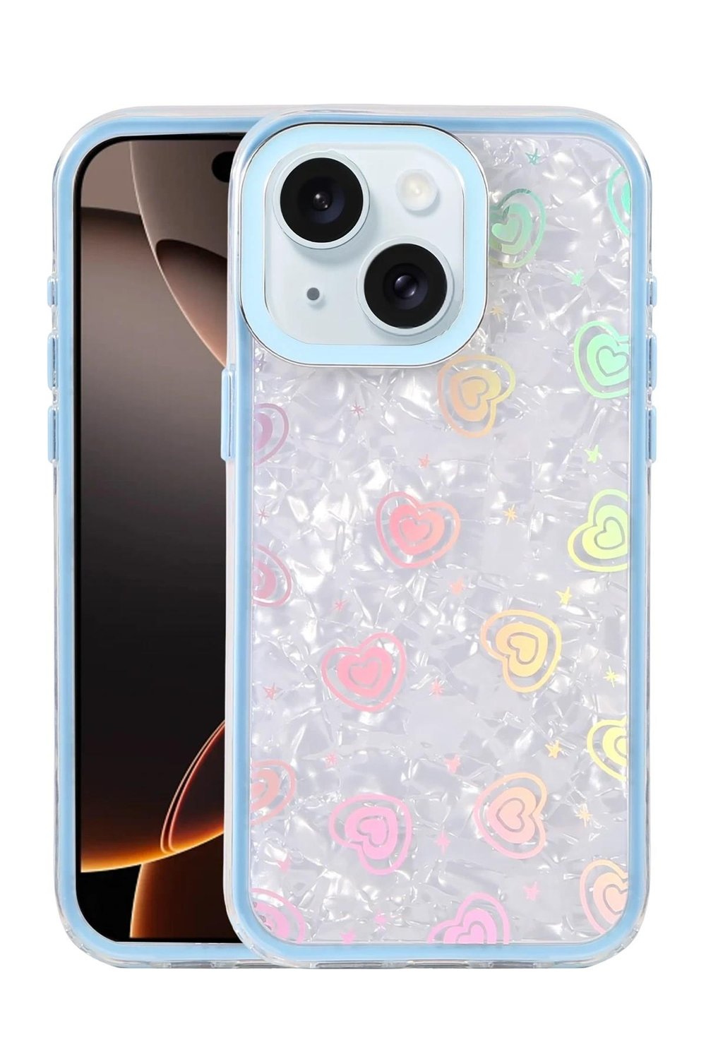 Mey İthalat®   iPhone 14 Lumi Desenli Kapak - Mavi
