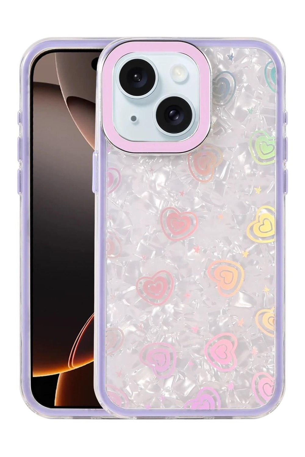 Mey İthalat®   iPhone 14 Lumi Desenli Kapak - Mor