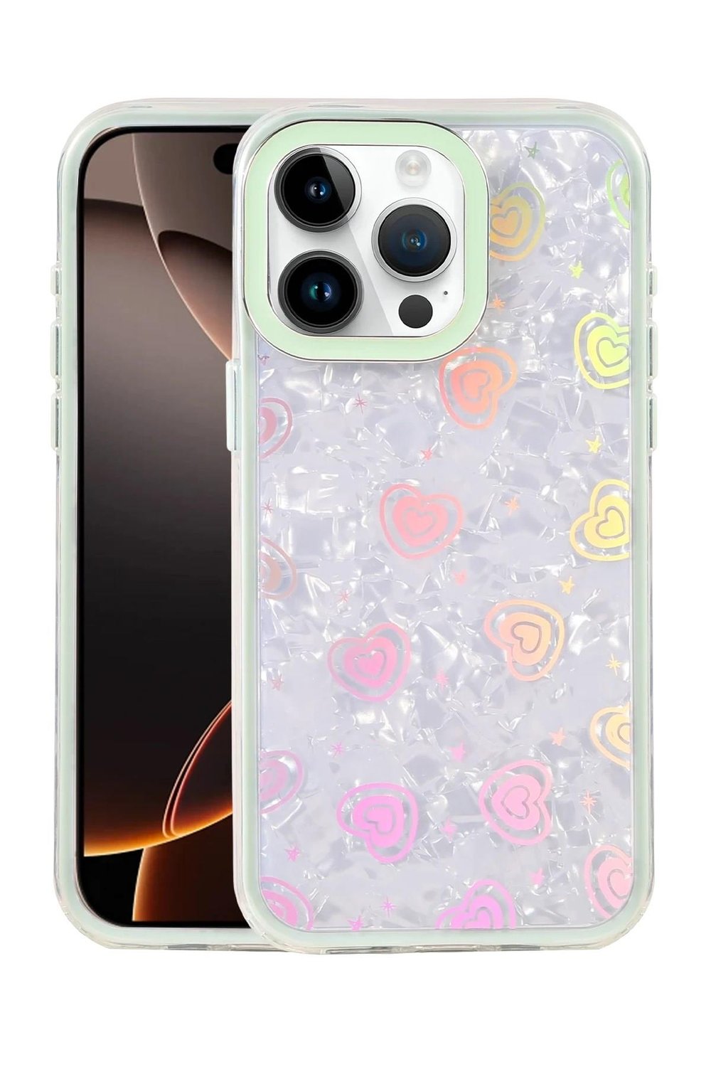Mey İthalat®   iPhone 14 Pro Max Lumi Desenli Kapak - Yeşil