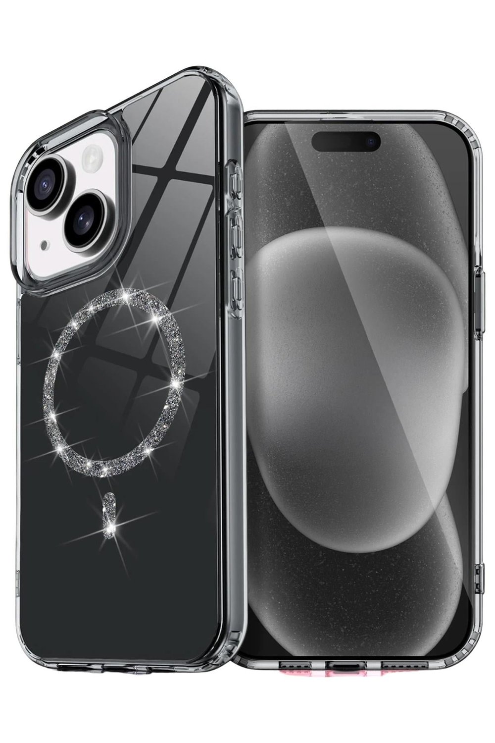Mey İthalat®   iPhone 15 Plus Live Diamond Magsafe Kapak - Siyah