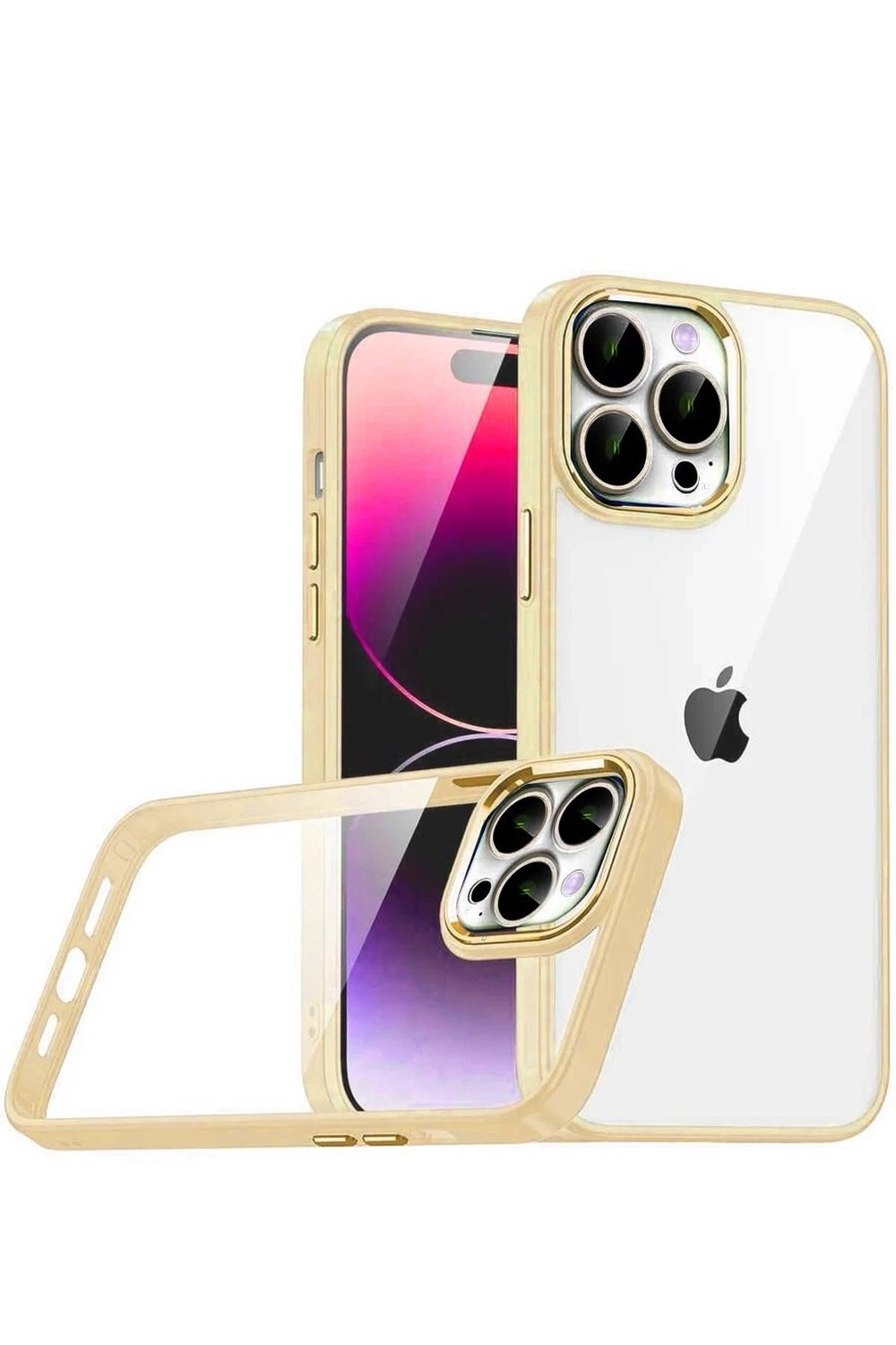 Mey İthalat®   iPhone 15 Pro Max  Lensli Silikon - Gold