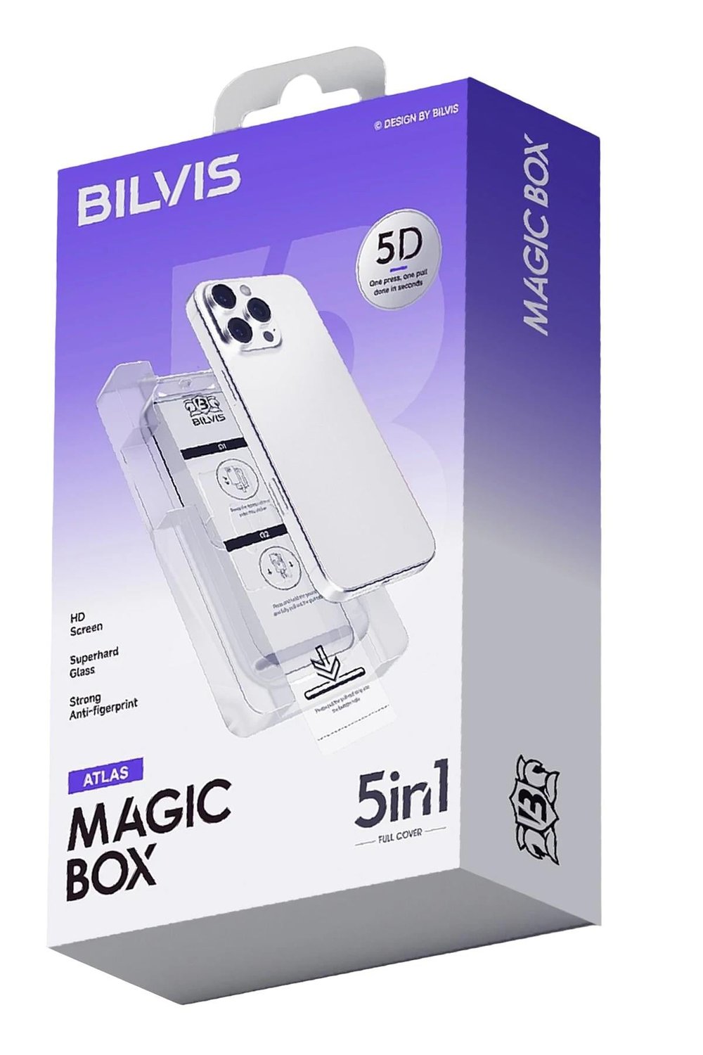 Mey İthalat®   iPhone 15 Pro Max Bilvis 5in1 3D Magic Cam Ekran Koruyucu - Siyah