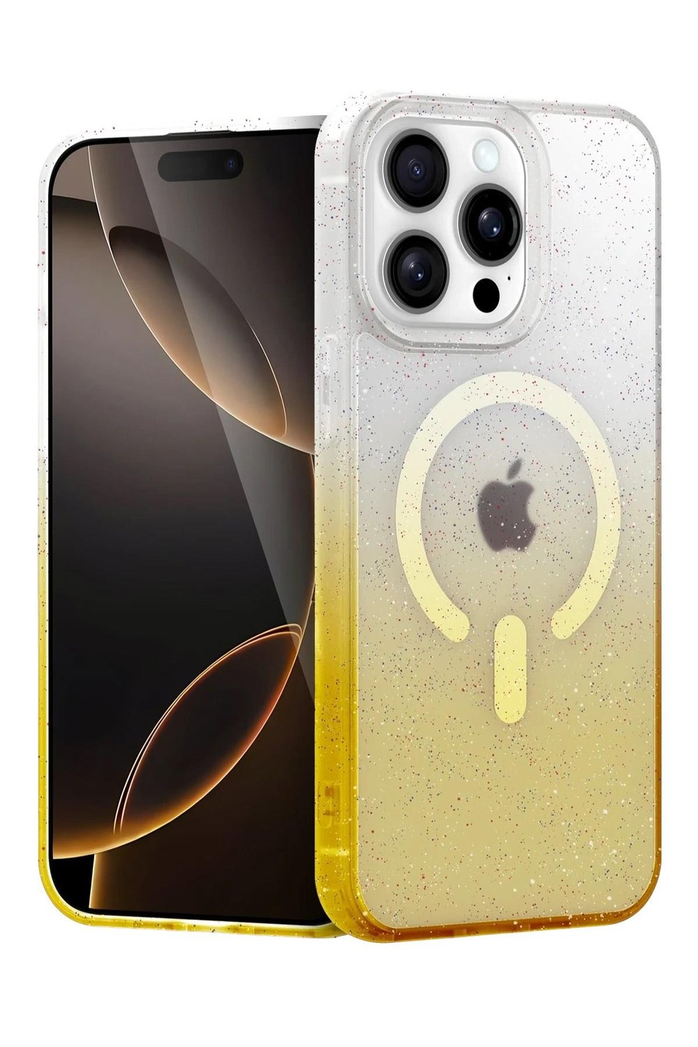 Mey İthalat®   iPhone 15 Pro Max Pummel Shiny Magsafe Kapak - Gold