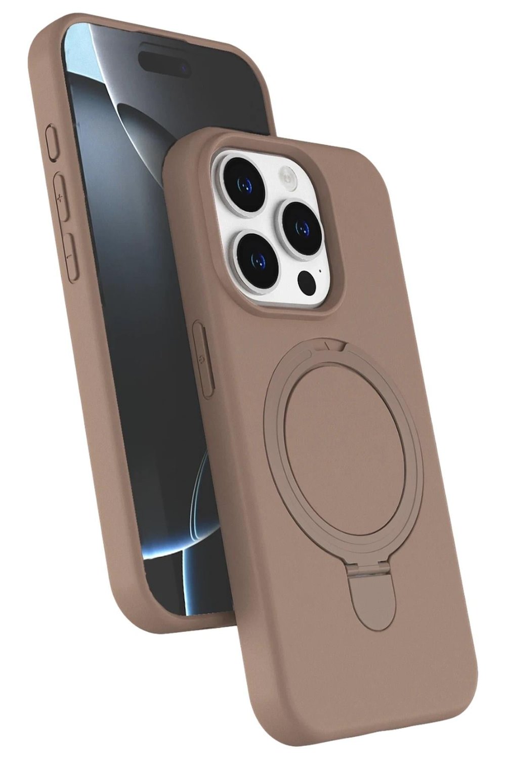 Mey İthalat®   iPhone 15 Pro Max Regal Magsafe Standlı Kapak - Çöl Titanyum