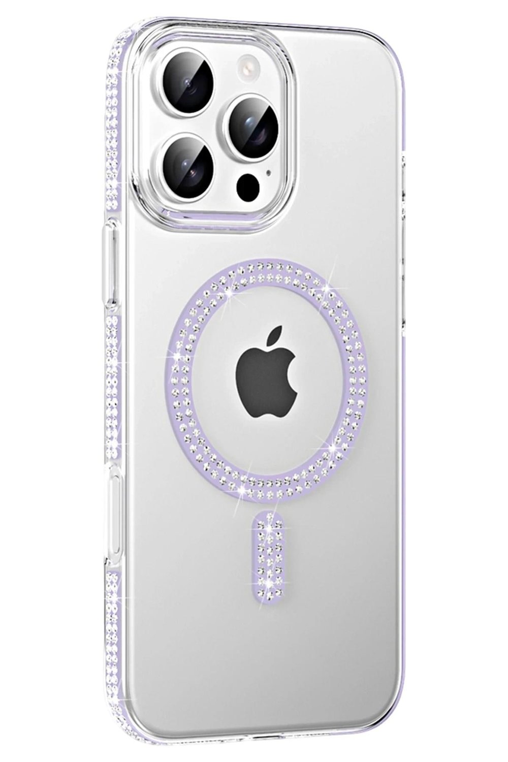 Mey İthalat®   iPhone 16 Pro Max Move Taşlı Magsafe Kapak - Lila