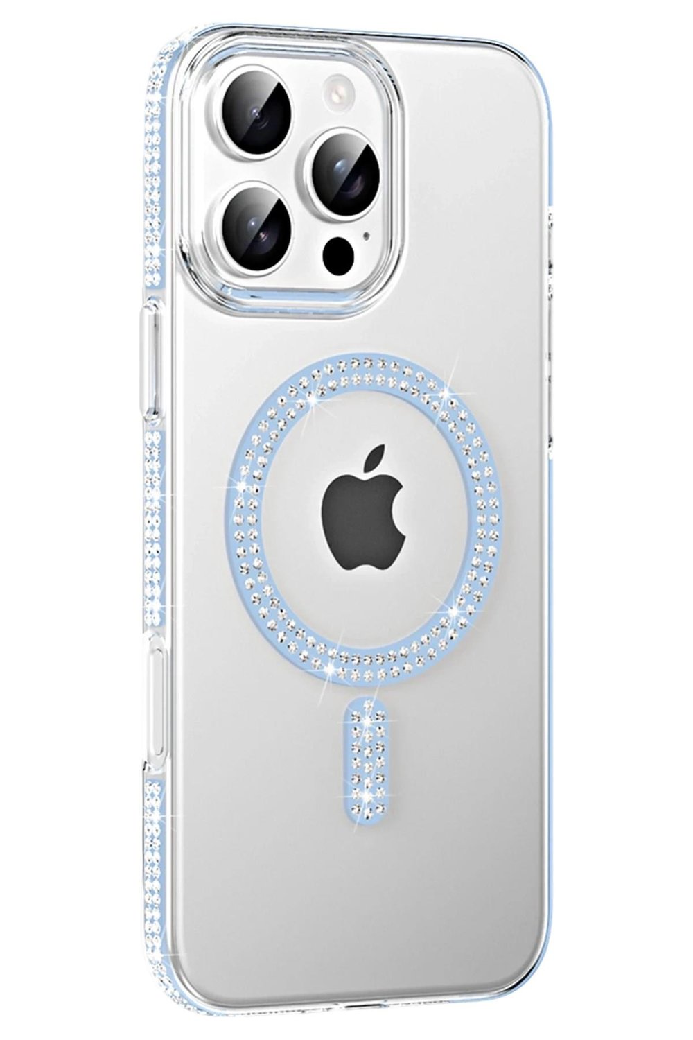 Mey İthalat®   iPhone 16 Pro Max Move Taşlı Magsafe Kapak - Mavi