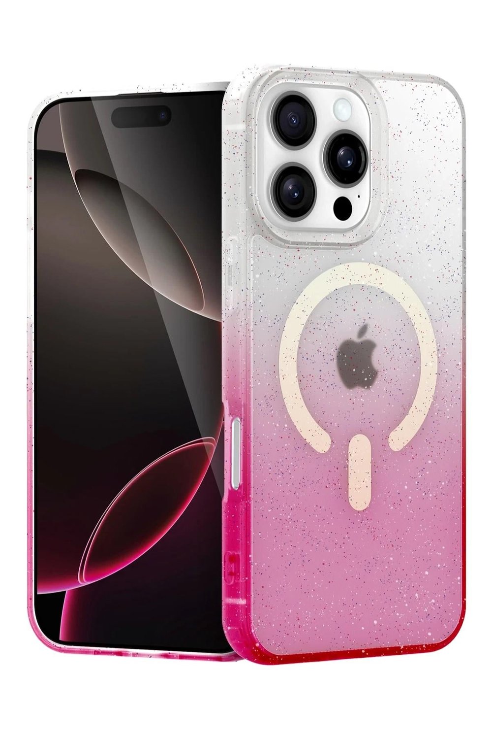 Mey İthalat®   iPhone 16 Pro Pummel Shiny Magsafe Kapak - Pembe