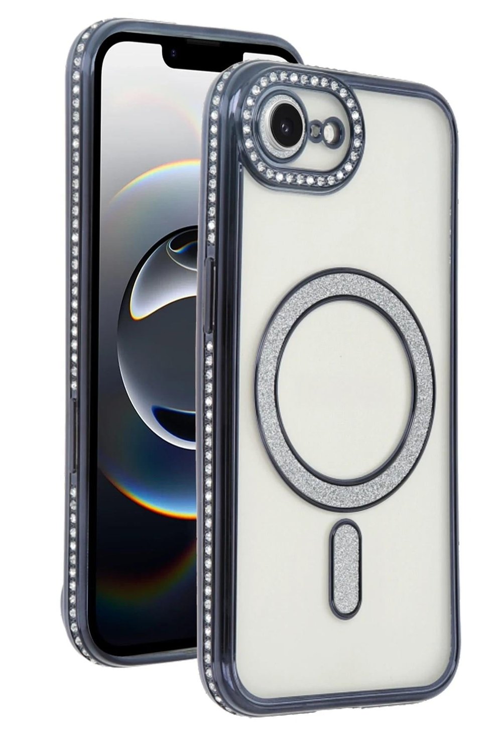 Mey İthalat®   iPhone 16E Joke Simli Magneticsafe Kılıf - Siyah