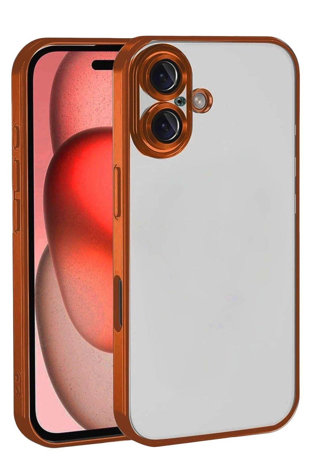 Mey İthalat®   iPhone 17  Lensli Silikon - Turuncu