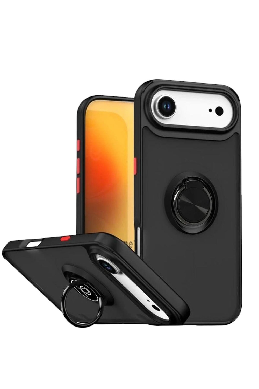 Mey İthalat®   iPhone 17 Air Montreal Yüzüklü Silikon Kapak - Siyah