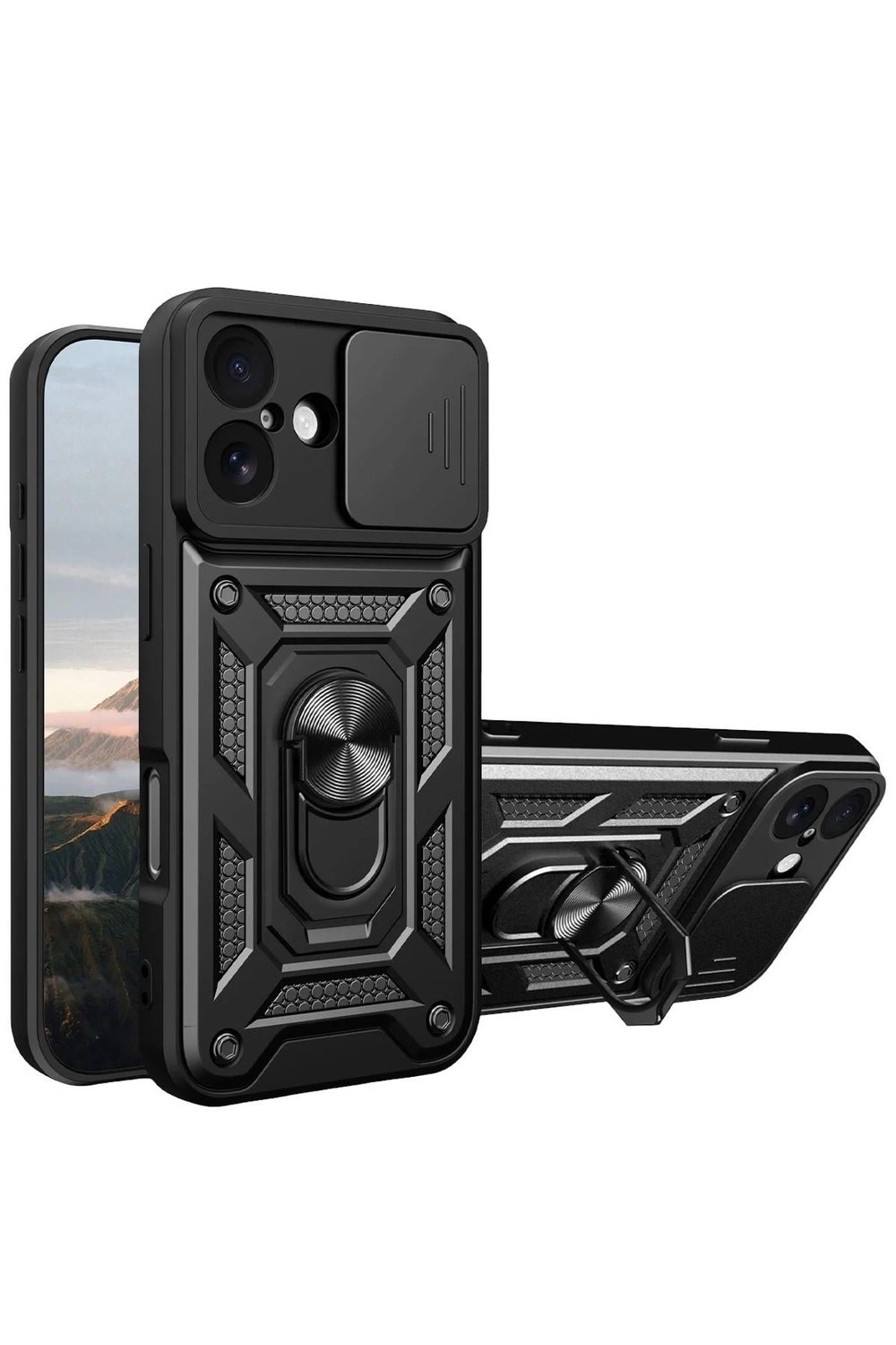 Mey İthalat®   iPhone 17 Pars Lens Yüzüklü Silikon - Siyah