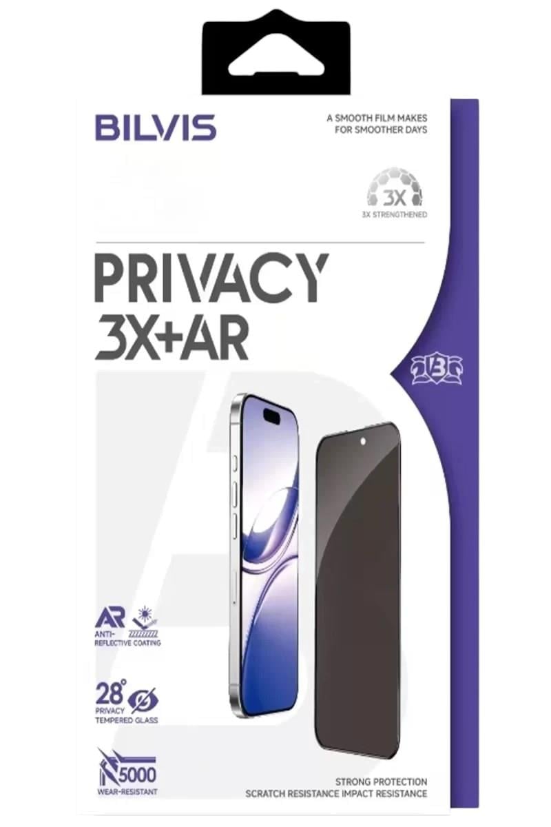 Mey İthalat®   iPhone 17 Pro Bilvis 3X AR Hayalet Cam Ekran Koruyucu - Siyah