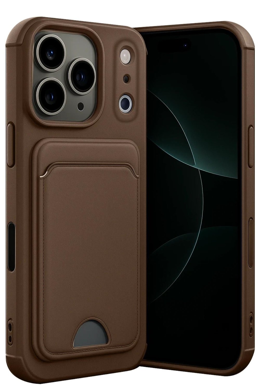 Mey İthalat®   iPhone 17 Pro Kelvin Kartvizitli Silikon - Kahverengi