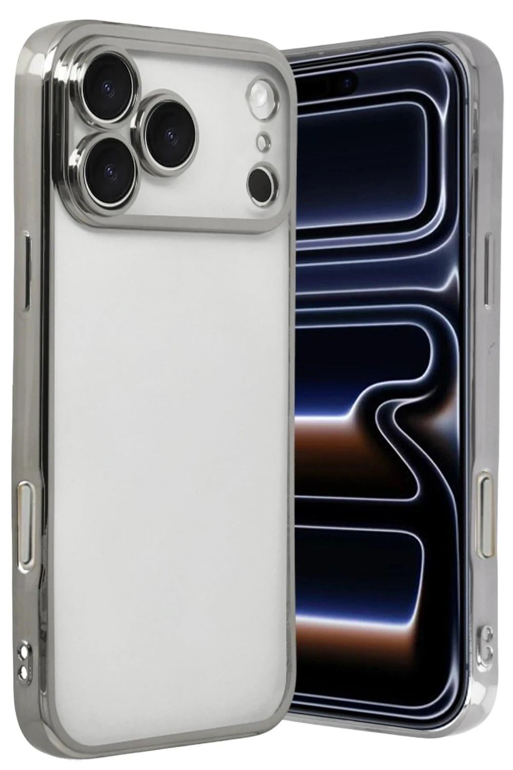 Mey İthalat®   iPhone 17 Pro Max  Lensli Silikon - Gümüş