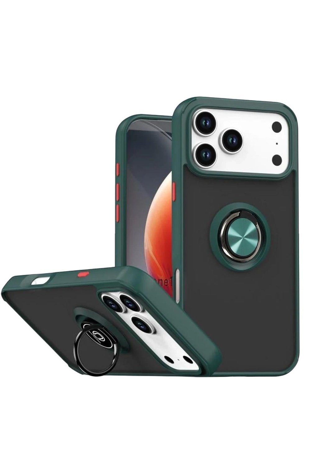 Mey İthalat®   iPhone 17 Pro Montreal Yüzüklü Silikon Kapak - Yeşil