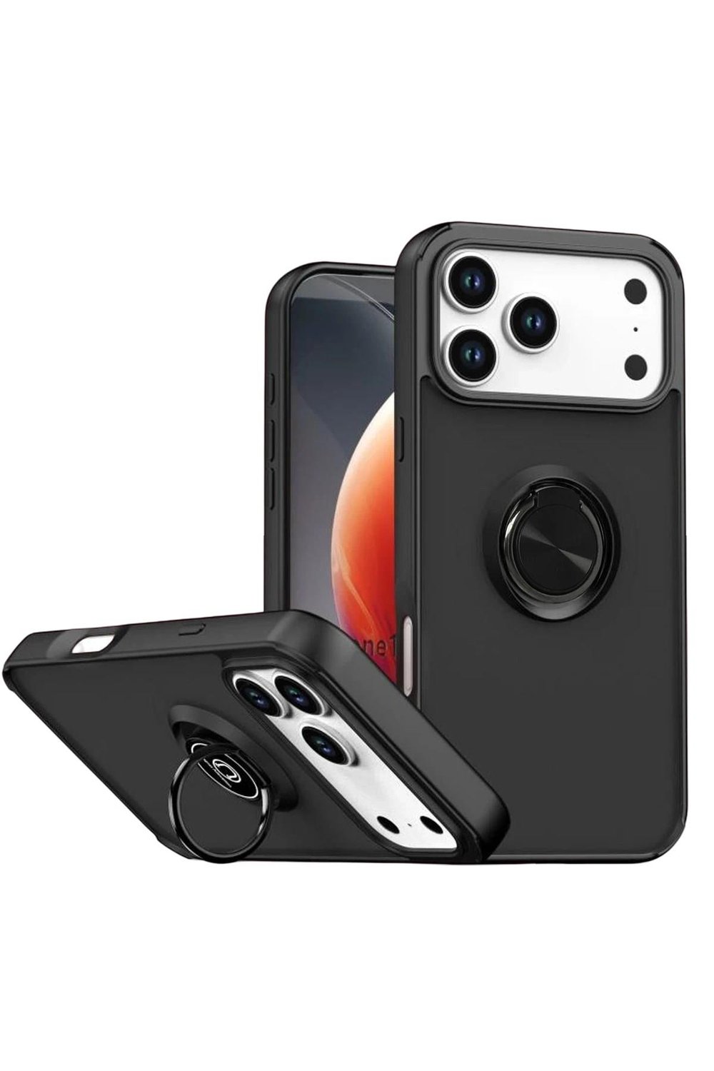 Mey İthalat®   iPhone 17 Pro Montreal Yüzüklü Silikon Kapak - Siyah