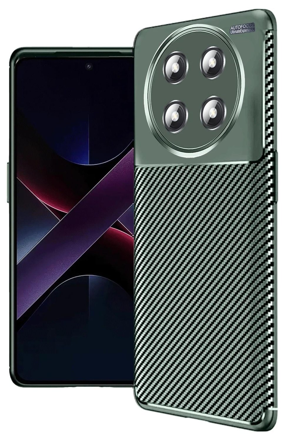 Mey İthalat®  Honor Magic 7 Lite Kılıf Auto Focus Karbon Kapak - Koyu Yeşil