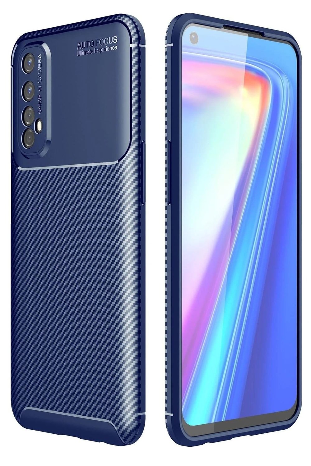 Mey İthalat®  Realme 7 Kılıf Auto Focus Karbon Kapak - Lacivert